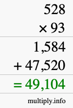 How to calculate 528 times 93 using long multiplication