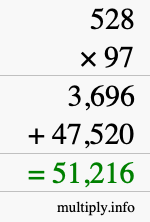How to calculate 528 times 97 using long multiplication
