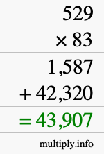 How to calculate 529 times 83 using long multiplication