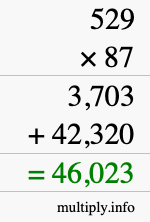 How to calculate 529 times 87 using long multiplication