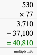 How to calculate 530 times 77 using long multiplication