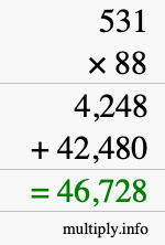 How to calculate 531 times 88 using long multiplication How to calculate 531 times 88 using long multiplication