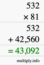 How to calculate 532 times 81 using long multiplication