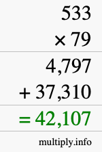 How to calculate 533 times 79 using long multiplication