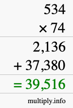 How to calculate 534 times 74 using long multiplication How to calculate 534 times 74 using long multiplication