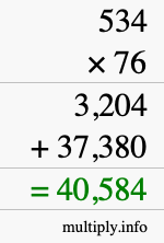 How to calculate 534 times 76 using long multiplication