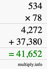 How to calculate 534 times 78 using long multiplication