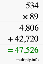 How to calculate 534 times 89 using long multiplication