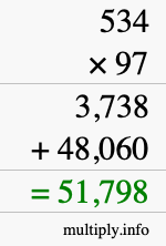 How to calculate 534 times 97 using long multiplication