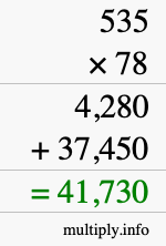 How to calculate 535 times 78 using long multiplication
