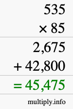 How to calculate 535 times 85 using long multiplication How to calculate 535 times 85 using long multiplication
