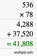How to calculate 536 times 78 using long multiplication