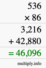 How to calculate 536 times 86 using long multiplication