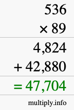 How to calculate 536 times 89 using long multiplication
