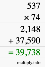 How to calculate 537 times 74 using long multiplication How to calculate 537 times 74 using long multiplication