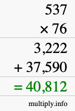 How to calculate 537 times 76 using long multiplication