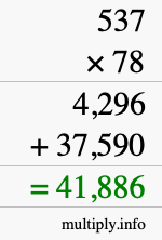 How to calculate 537 times 78 using long multiplication