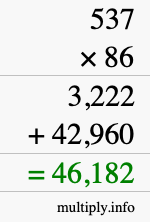 How to calculate 537 times 86 using long multiplication