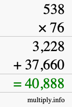 How to calculate 538 times 76 using long multiplication