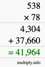 How to calculate 538 times 78 using long multiplication