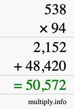 How to calculate 538 times 94 using long multiplication How to calculate 538 times 94 using long multiplication