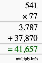 How to calculate 541 times 77 using long multiplication