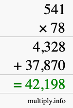 How to calculate 541 times 78 using long multiplication