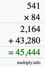 How to calculate 541 times 84 using long multiplication