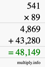 How to calculate 541 times 89 using long multiplication