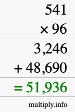 How to calculate 541 times 96 using long multiplication How to calculate 541 times 96 using long multiplication