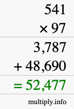 How to calculate 541 times 97 using long multiplication