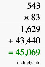 How to calculate 543 times 83 using long multiplication