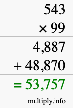 How to calculate 543 times 99 using long multiplication