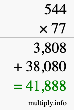 How to calculate 544 times 77 using long multiplication