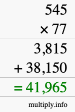 How to calculate 545 times 77 using long multiplication