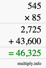 How to calculate 545 times 85 using long multiplication How to calculate 545 times 85 using long multiplication
