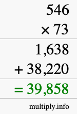 How to calculate 546 times 73 using long multiplication