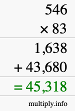 How to calculate 546 times 83 using long multiplication