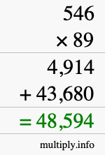 How to calculate 546 times 89 using long multiplication