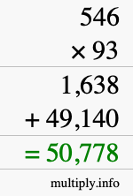 How to calculate 546 times 93 using long multiplication