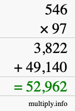 How to calculate 546 times 97 using long multiplication