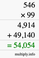 How to calculate 546 times 99 using long multiplication
