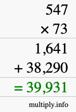How to calculate 547 times 73 using long multiplication