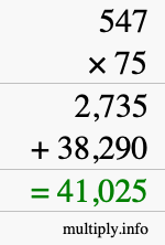 How to calculate 547 times 75 using long multiplication