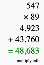 How to calculate 547 times 89 using long multiplication