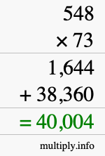 How to calculate 548 times 73 using long multiplication