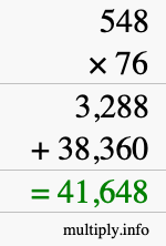 How to calculate 548 times 76 using long multiplication
