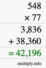 How to calculate 548 times 77 using long multiplication