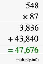 How to calculate 548 times 87 using long multiplication