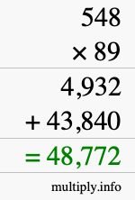 How to calculate 548 times 89 using long multiplication